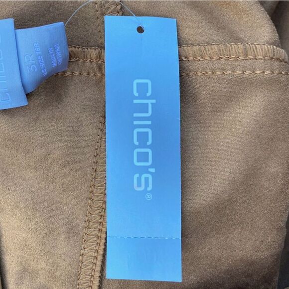 Chicos Brown Faux-Suede 5-Pocket Slim Pants. Size 16R (3). Washable. NWT - Picture 7 of 10
